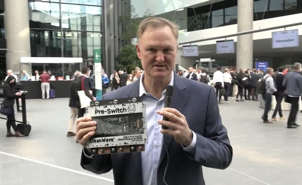 Bruce holding the Cleanwave outside the show